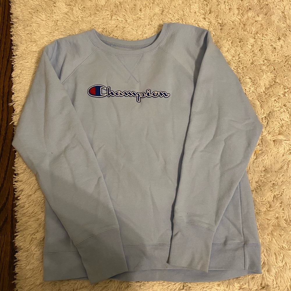 baby blue champion sweatshirt